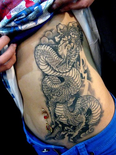 Tattoos by Tim Worthen  Stomach dragon on my good friend